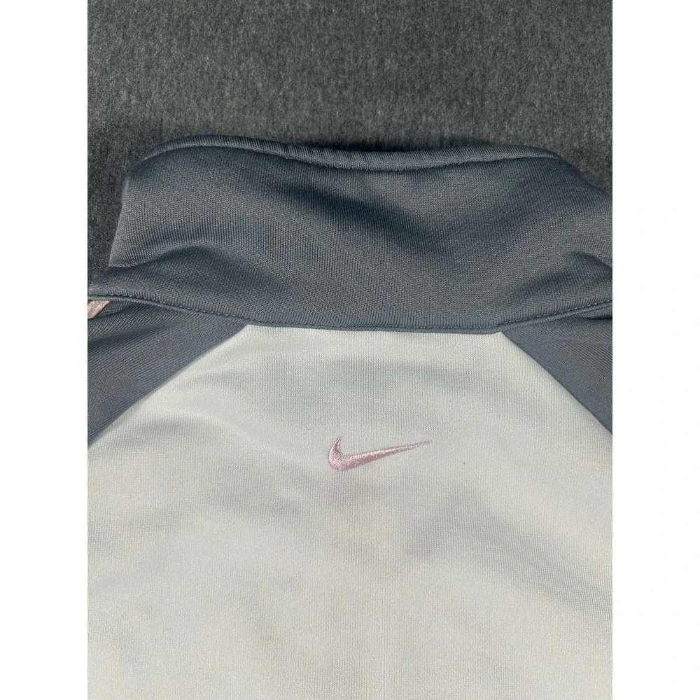 Nike Girls' Vintage Full-Zip Track Jacket Grey White Pink Size M (8-10)